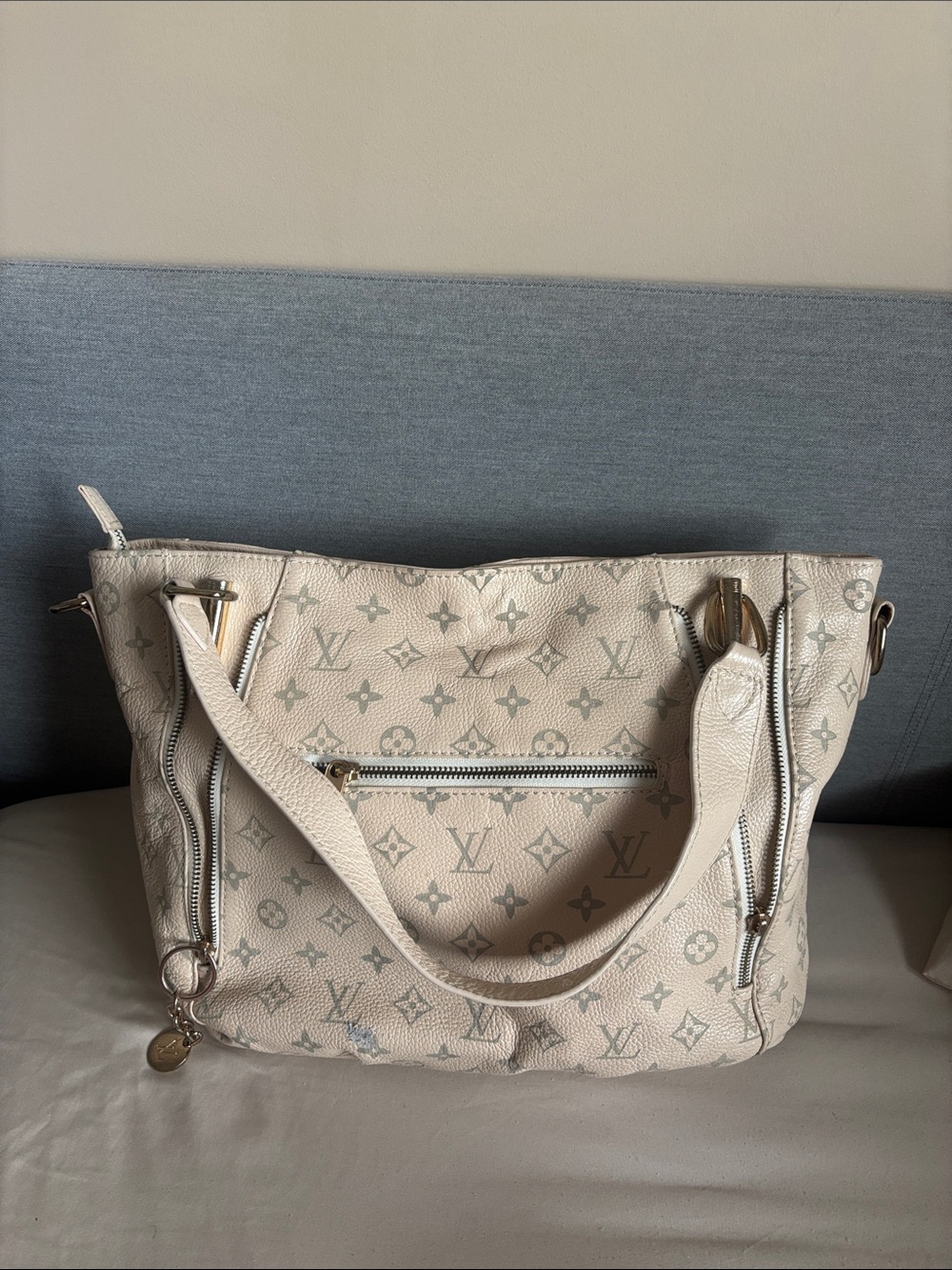 Louis Vuitton Cream Monogram Tote with Silver Hardware
